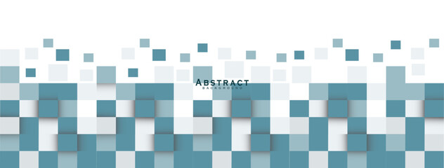 Abstract blue geometric square border pattern on white background