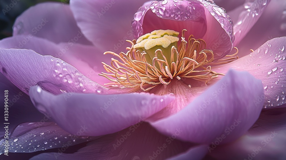 Poster tiny droplets rest on velvety petals, their shimmering presence highlighting the intricate textures 