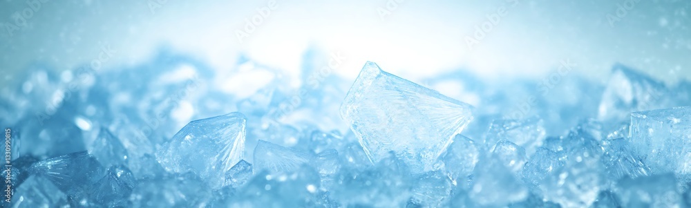 Poster Glittering ice crystals with a blue background create a serene and refreshing atmosphere.