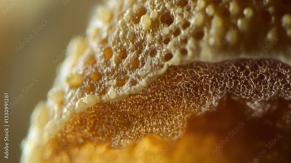 Poster close-up of textured surface with bubbles and organic patterns