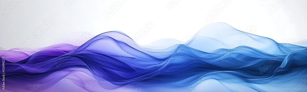 Poster soft waves of purple and blue fabric create an abstract, flowing design on a light background.