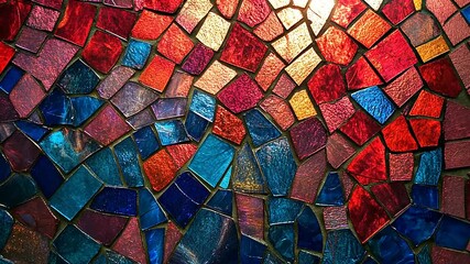 Colorful mosaic pattern with vibrant glass pieces - Powered by Adobe