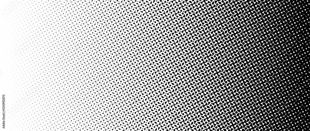 Poster Black halftone gradient background. Fading overlapping dotted half tone texture. Vanishing polka dot backdrop. Alternative raster pixel gradation pattern. Vector comic pop art overlay wallpaper