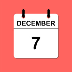 December 7. Daily Calendar icon for design. Simple design for business brochure, flyer, print media, advertisement. Easily editable.