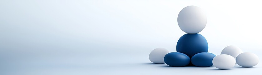 Balancing act, person perched atop fragile eggs a visual metaphor for risk and equilibrium