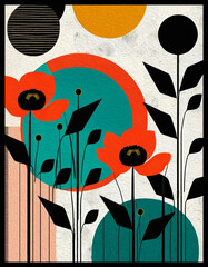 Field poppy.  T-shirt print, tattoo design. Oil painting