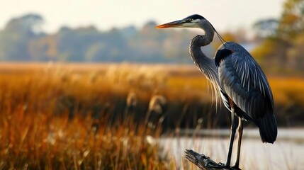 The Blue Heron's Haven: A Stunning Wildlife Snapshot in the Marsh
