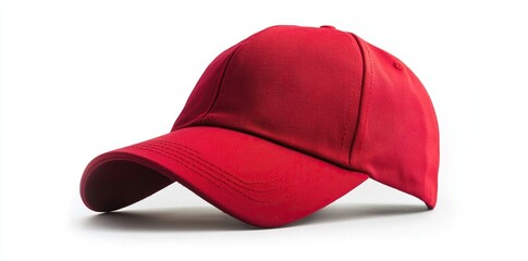 Red baseball cap isolated on white background. (4)