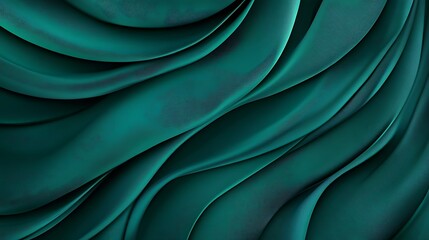 Obraz premium Deep Teal Fabric Drapes: A 3D Render of Luxurious Waves AI Generated
