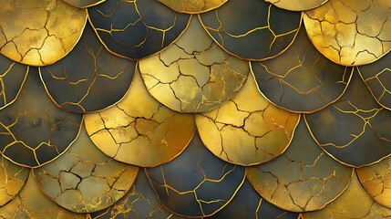Golden Scale Texture: Digital Painting of Cracked, Gilded Armor AI Generated
