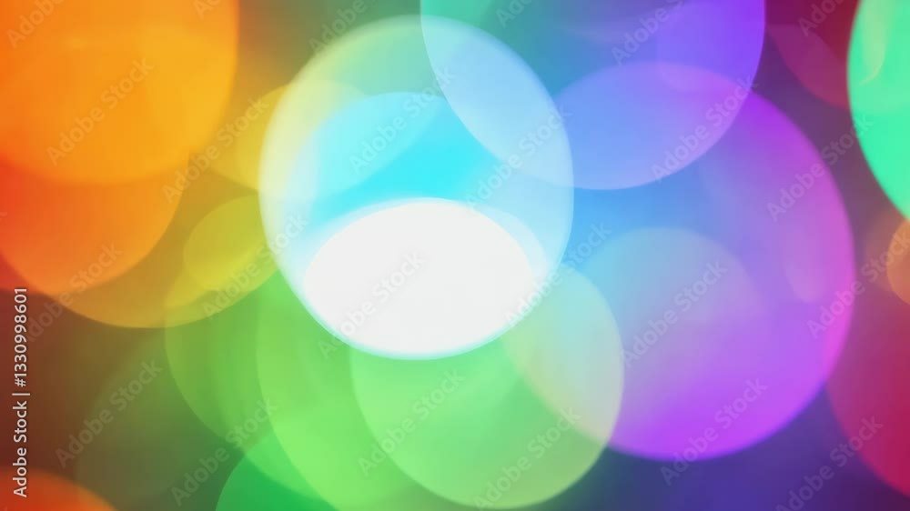 Poster happy rainbow bokeh background with colorful light loop