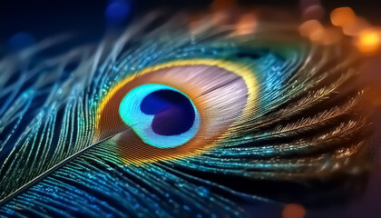 Obraz premium Vibrant Close-Up of Peacock Feathers with Eye-Catching Patterns