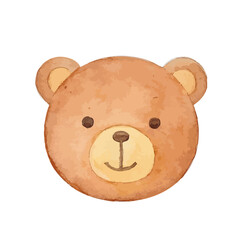 可愛い水彩タッチのシンプルなクマの顔のイラスト