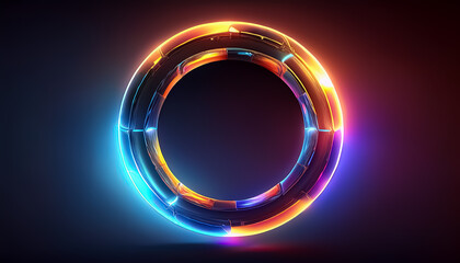 Vibrant Neon Circular Light Abstract on Dark Background
