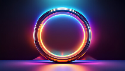 Vibrant Neon Ring with Glowing Abstract Light Effects