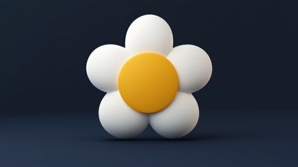 Colorful 3D Flower Design with White Petals and Yellow Center on Dark Background for Creative Projects