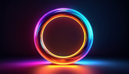 Vibrant Neon Ring with Glowing Abstract Light Effects