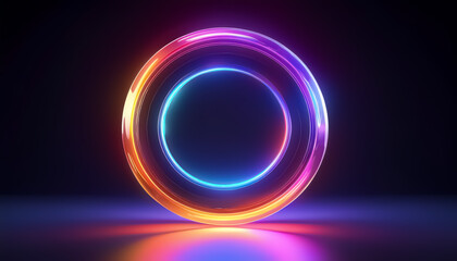 Vibrant Neon Ring with Glowing Abstract Light Effects