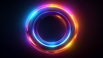 Vibrant Neon Ring with Glowing Abstract Light Effects