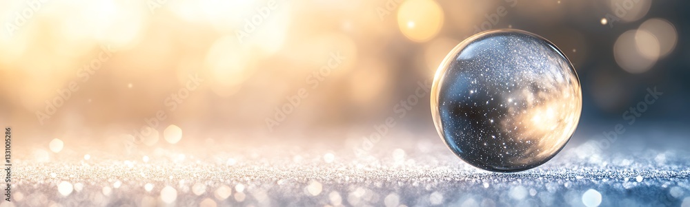 Aufkleber A glistening droplet surrounded by soft light and bokeh effects, creating a serene atmosphere.