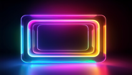 Vibrant Geometric Shape with Neon Light Effects