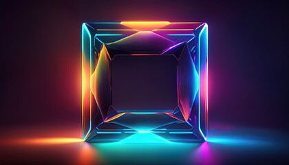 Vibrant Neon Abstract Square Artwork with Dynamic Glow