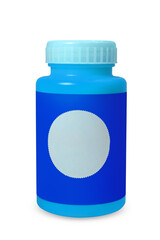 Blue Plastic Bottle Mock-up with Blank Blue Label