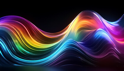 Vibrant Abstract Waves of Colorful Light on Dark Background