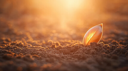 Reforestation for climate action, delicate tree seed resting on moist soil, symbolizing new beginnings