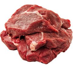 Raw Beef Pieces Isolated on White Background