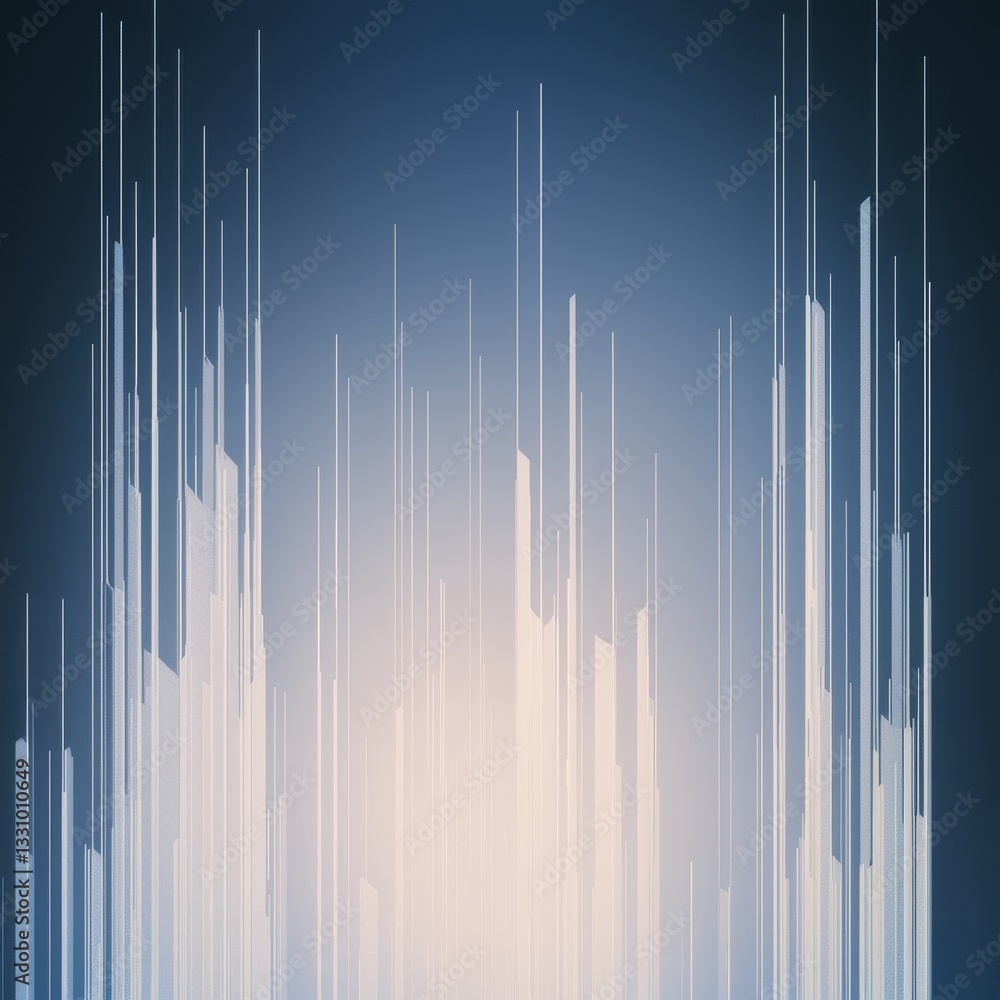 Poster abstract vertical lines create a dynamic, modern design against a gradient background, evoking a sen