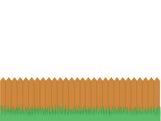 Wooden Fence with Grass Illustration