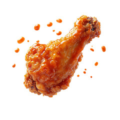 Juicy Fried Chicken Wing with Spicy Buffalo Sauce Isolated on Transparent Background