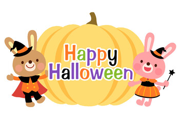 かわいいウサギ　ハロウィン　ロゴ