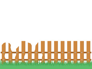 Fototapeta premium Wooden Fence with Grass Illustration