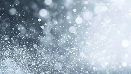 Abstract silver and grey bokeh background, perfect for festive designs, elegant presentations, or winter themes.  Sparkling light effect.