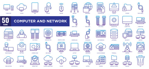 Computer and Network Gradient Icon Set