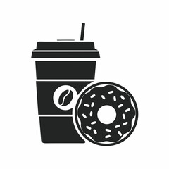 Minimalist Modern Coffee Cup and Donut Vector.