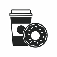 Minimalist Modern Coffee Cup and Donut Vector.