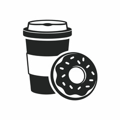 Minimalist Modern Coffee Cup and Donut Vector.