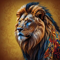 The Spirit of the Wild: Asiatic Lion in Bold Indian Artistry and Detail