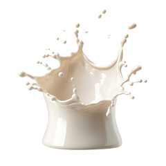 Dynamic Milk Splash Isolated on White Background