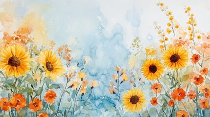 Watercolor Meadow Flowers