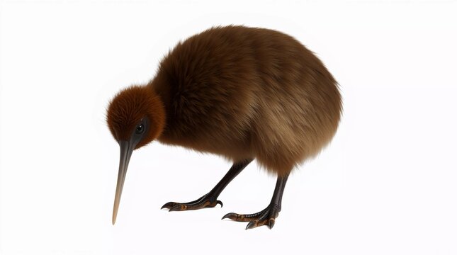 kiwi bird closeup stock image isolated on a white background