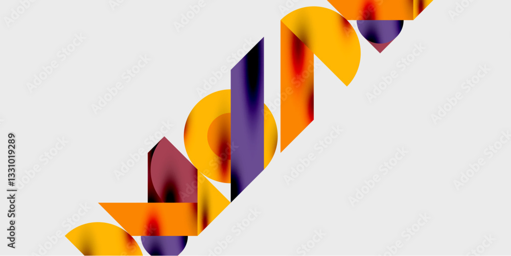 Poster modern abstract background featuring circles, lines, and triangles in a dynamic geometric compositio