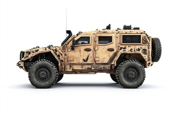 Fototapeta premium Military Tactical Truck isolated on a white background 