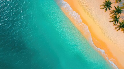 Fototapeta premium Aerial view of a tropical beach with turquoise water.