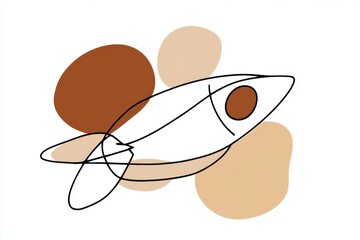 A rocket launching into the sky, billowing clouds of smoke and flames. The rocket stands upright on a launchpad with a bright orange flame.