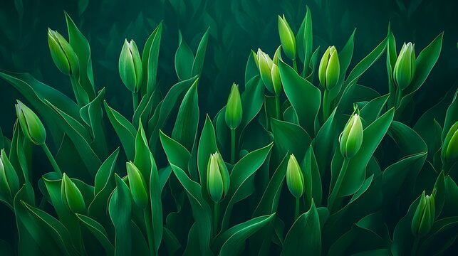 Unfurling Tulips: A Springtime Garden Close-Up AI Generated