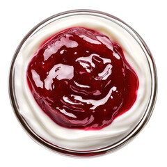 Yogurt with Red Berry Jam Isolated on White Background